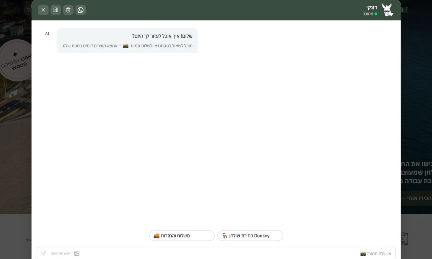 WooAI chat widget live on a real Hebrew WooCommerce store